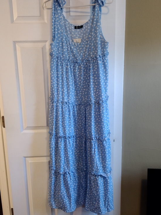 Sucrefas Dresses & Skirts - Lovely Light Blue Printed Tie-Shoulder Tiered Maxi Dress